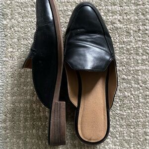 Black Leather Mules